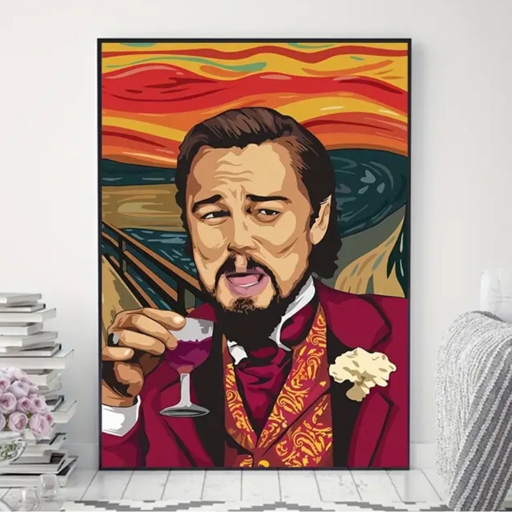 Classic Leonardo DiCaprio Laughing Canvas Print Wall Art